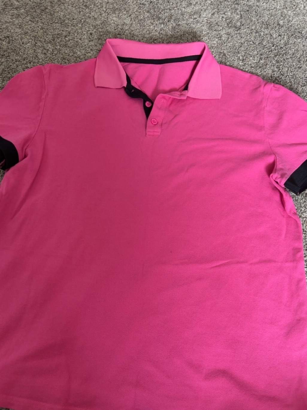 Mens Pink Polo Shirt With Contrast Trim